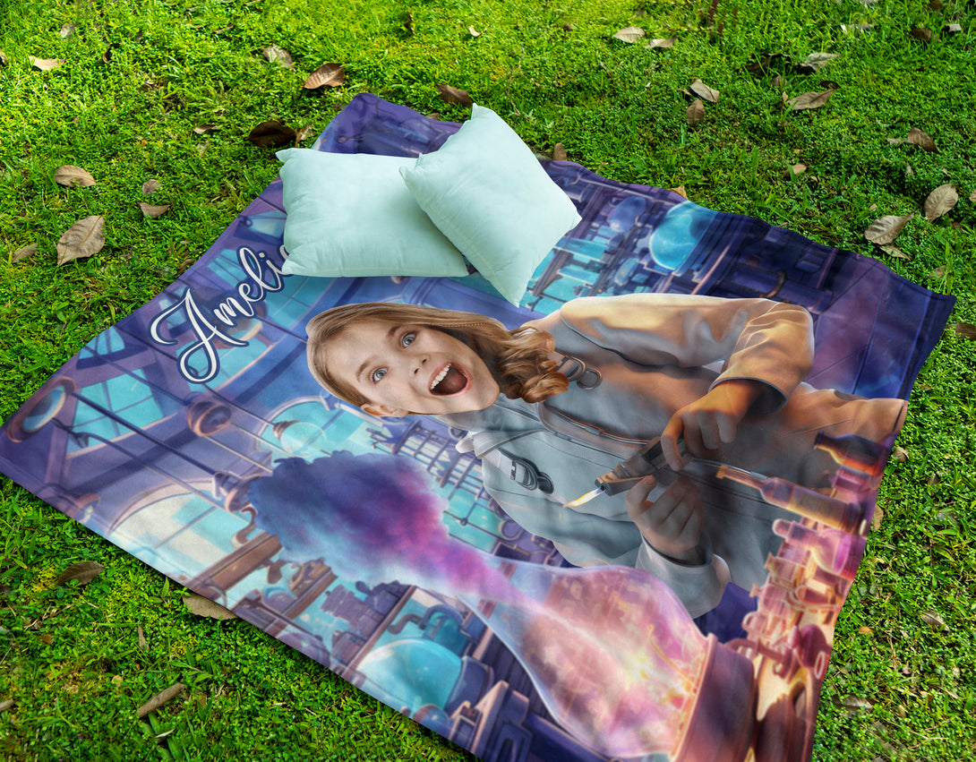 Custom Scientist Girl Photo Blanket, Magic Gift for Girls - Custamazegifts.com 