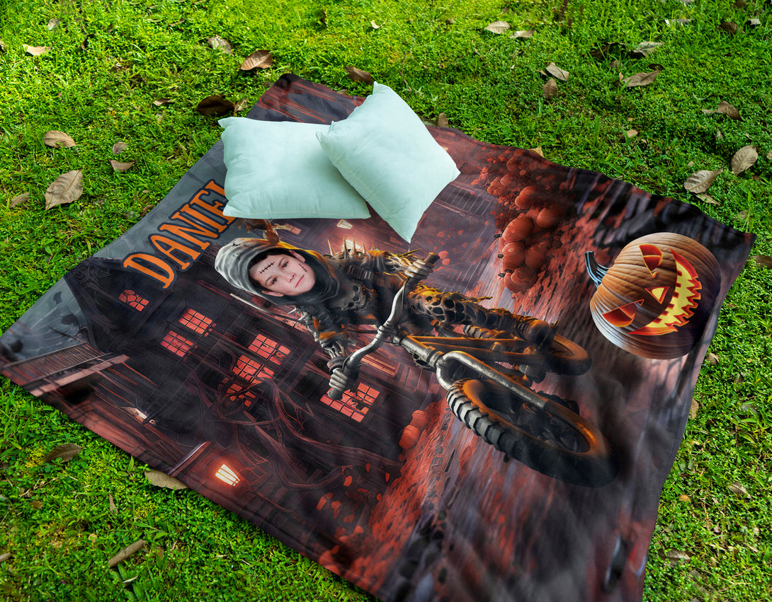 Boy Zombie Custom Blanket Personalized Halloween Photo Gifts for Him - Custamazegifts.com 