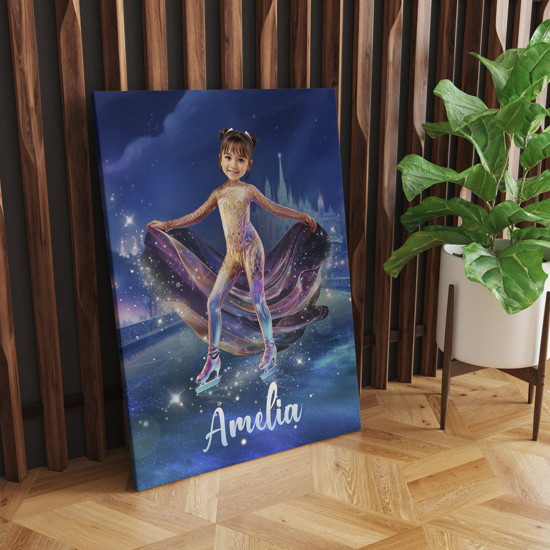 Figure Skating Room Decor, Kids Portrait Picture Canvas - Custamazegifts.com 