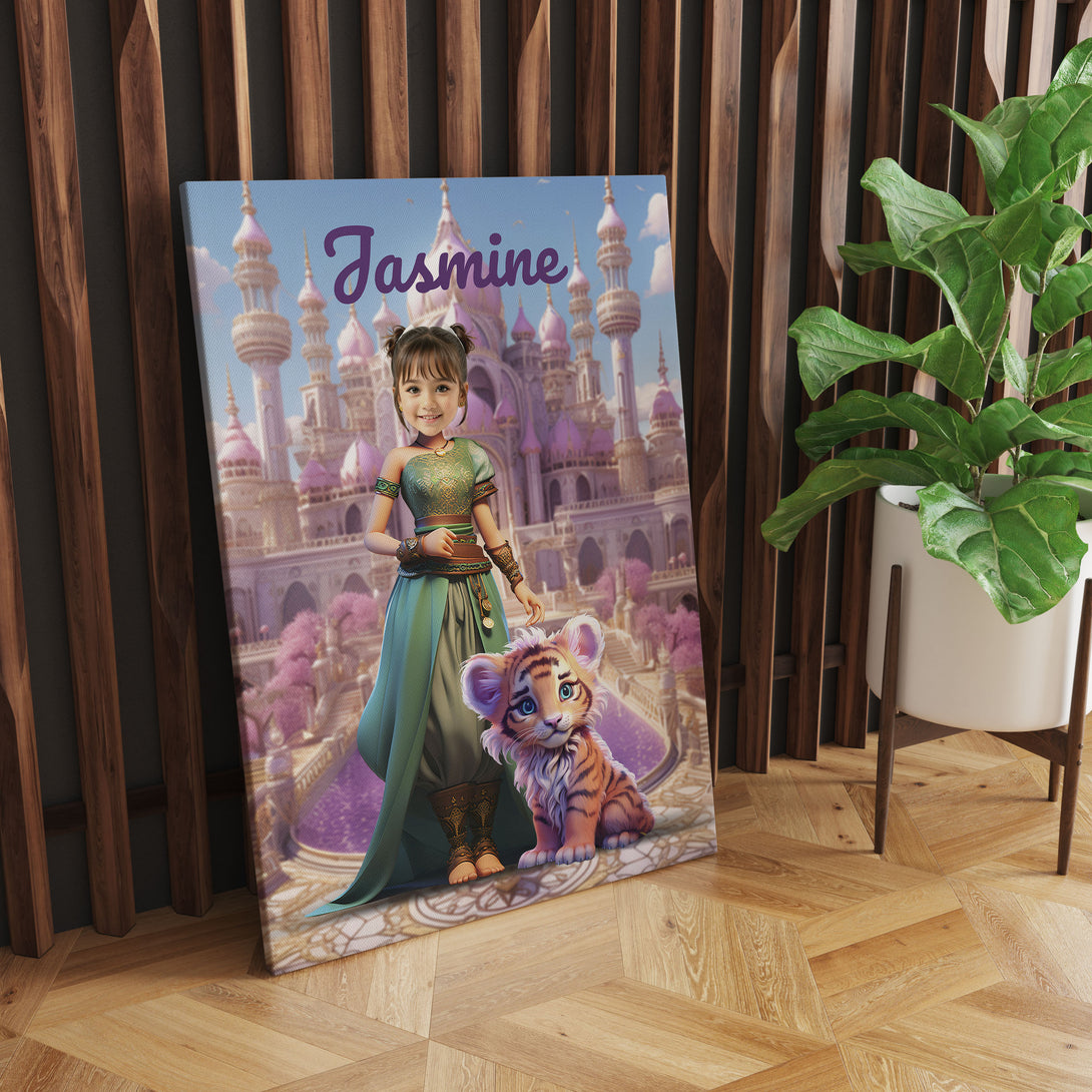 Photo on Canva Custom Princess Jasmine, Personalized Canvas Aladdin Gift Girl - Custamazegifts.com 