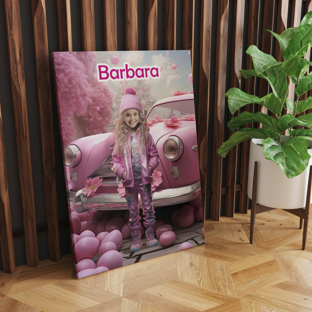 Photo Canvas Barbie Girl Gift, Custom Doll Face Digital Portrait - Custamazegifts.com 