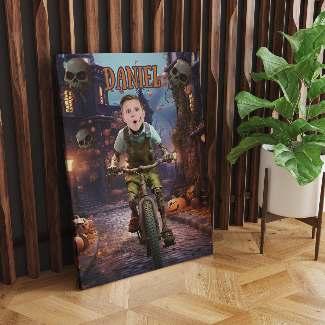 Personalized Zombie Custom Canvas, Boys Halloween Photo Gifts - Custamazegifts.com 