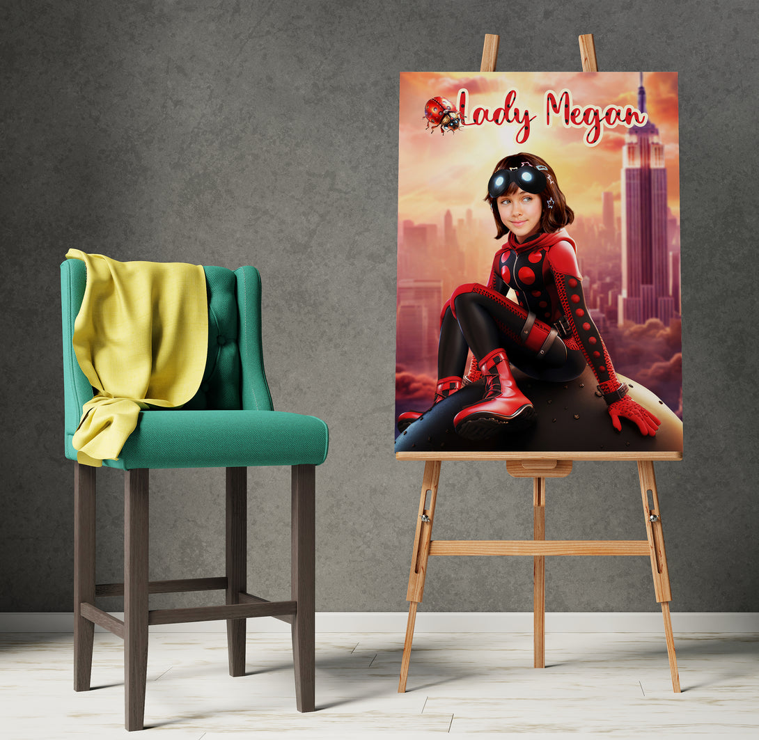 Kids Portrait Miraculous Ladybug, Girls Custom Photo Canvas - Custamazegifts.com 