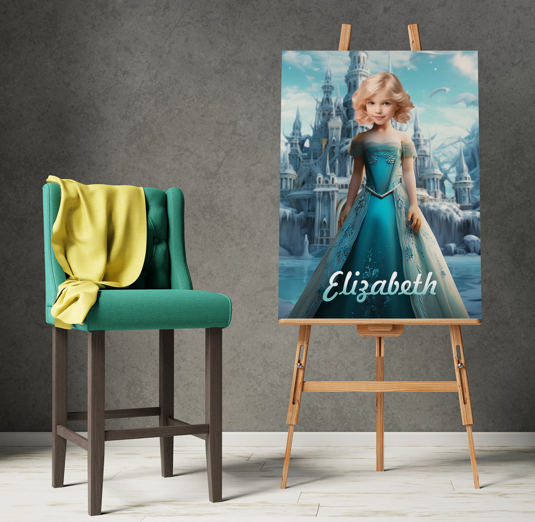 Print Customizable Canvas Elsa Girl Gift, Frozen Princesses Portrait From Photo - Custamazegifts.com 