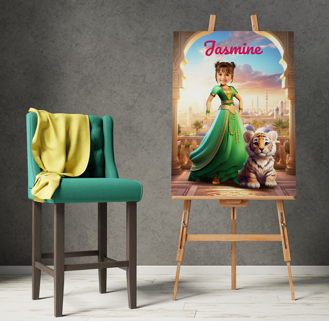 Photo on Canva Custom Princess Jasmine, Personalized Canvas Aladdin Gift Girl - Custamazegifts.com 