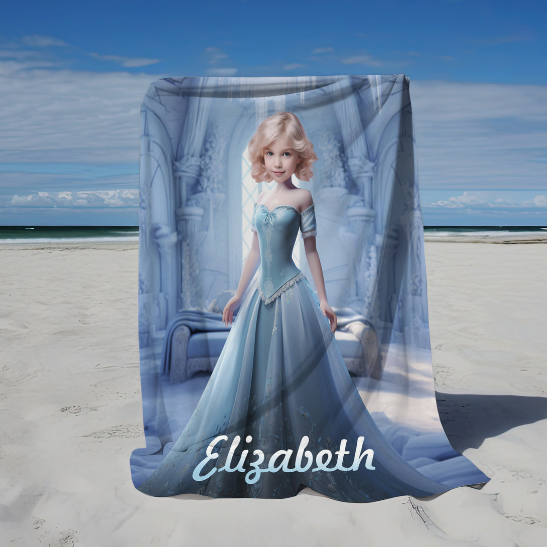 Custom Frozen Cartoon Blanket with Name, Fairy Tale Gifts for Girls Kids - Custamazegifts.com 