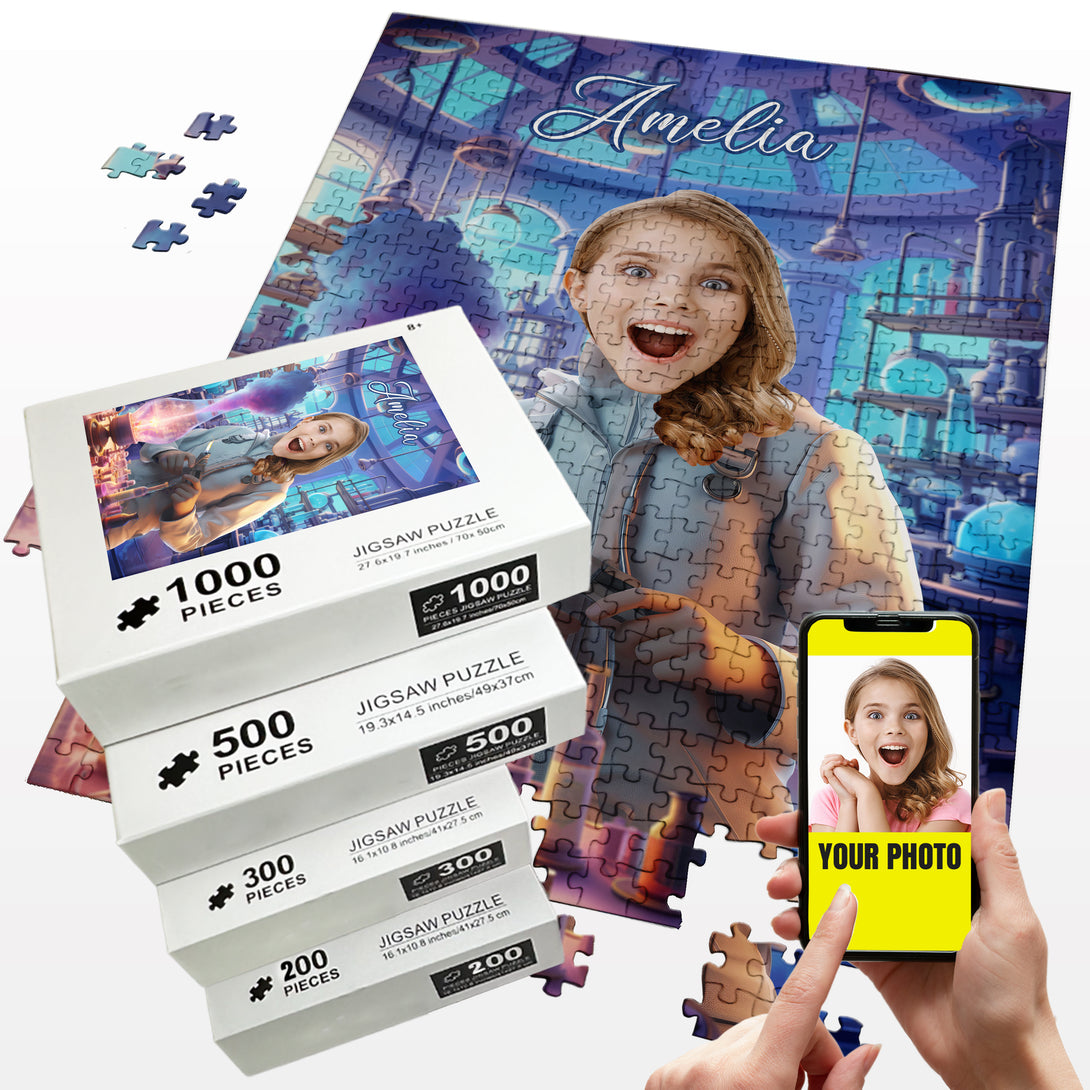 Personalized Jigsaw Photo Puzzle for Gift Scientist Girl - Custamazegifts.com 