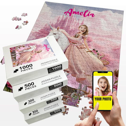 Personalised Unicorn and Princess Puzzle Holiday Gift for Girls - Custamazegifts.com 