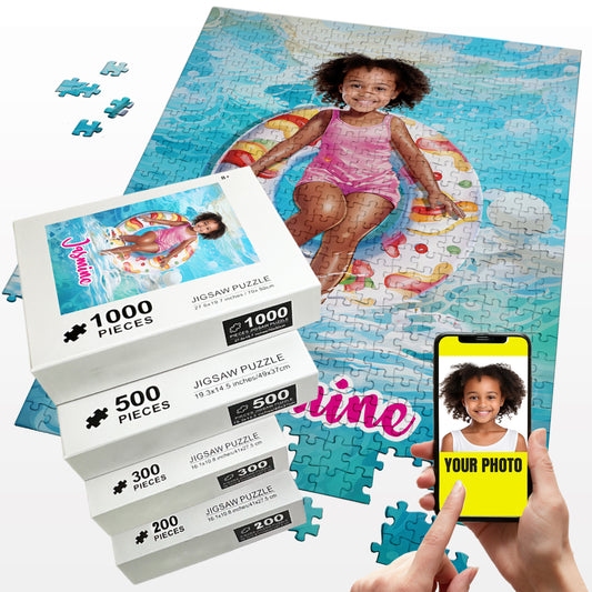 Custom Jigsaw Puzzle Pool Float and Girl Gift for Kids, Party Favors for Friends - Custamazegifts.com 