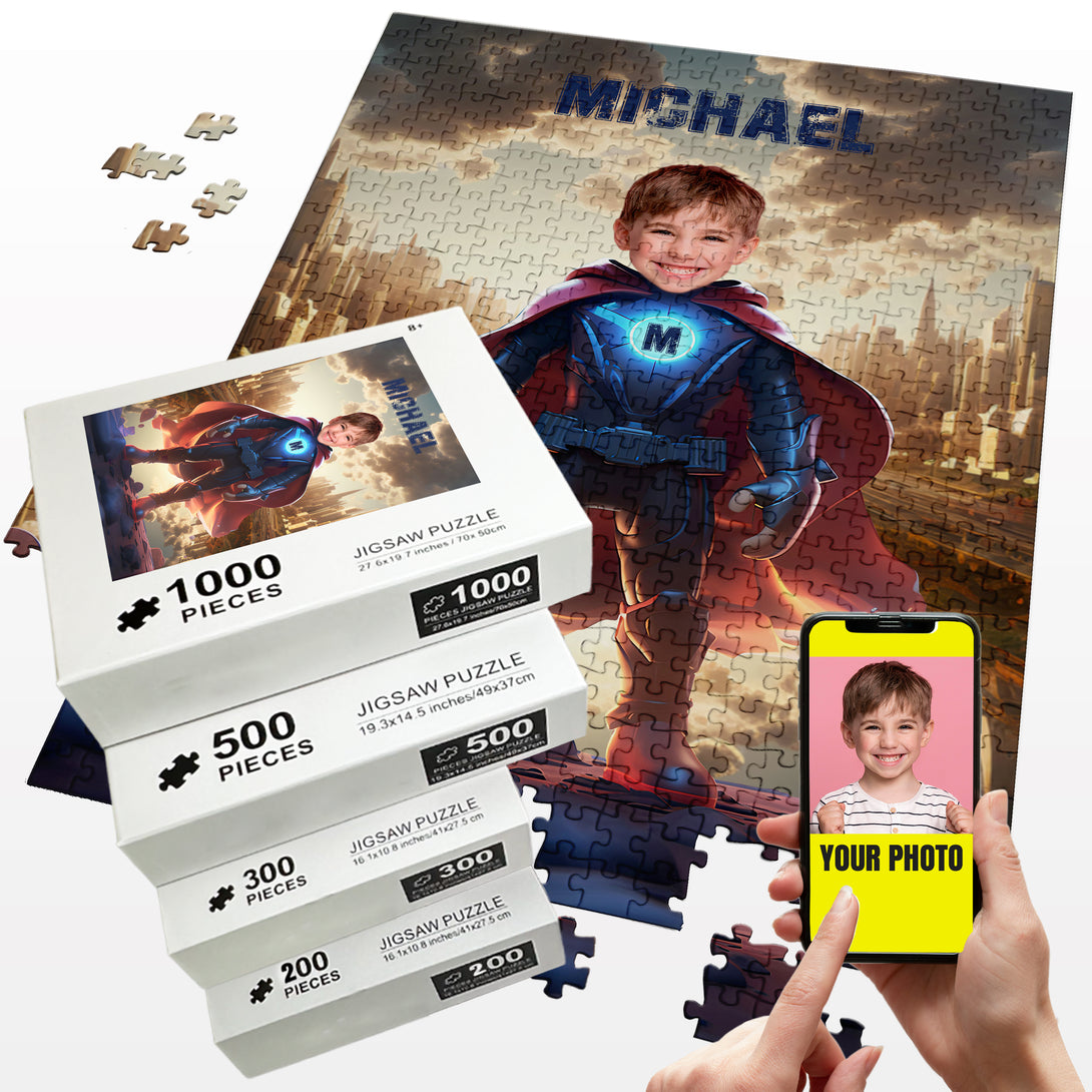 Superman Boys Photo Puzzle, Custom Superhero Cartoon Puzzle - Custamazegifts.com 