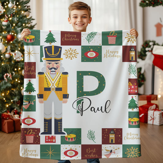 Nutcracker Custom Name Blanket, Personalized Christmas Gift XM10