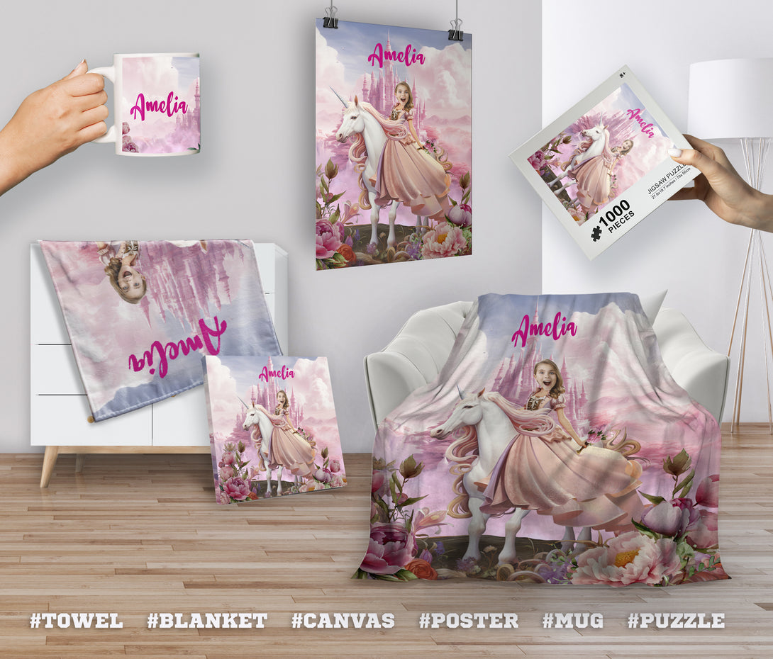 Personalised Unicorn and Princess Puzzle Holiday Gift for Girls - Custamazegifts.com 