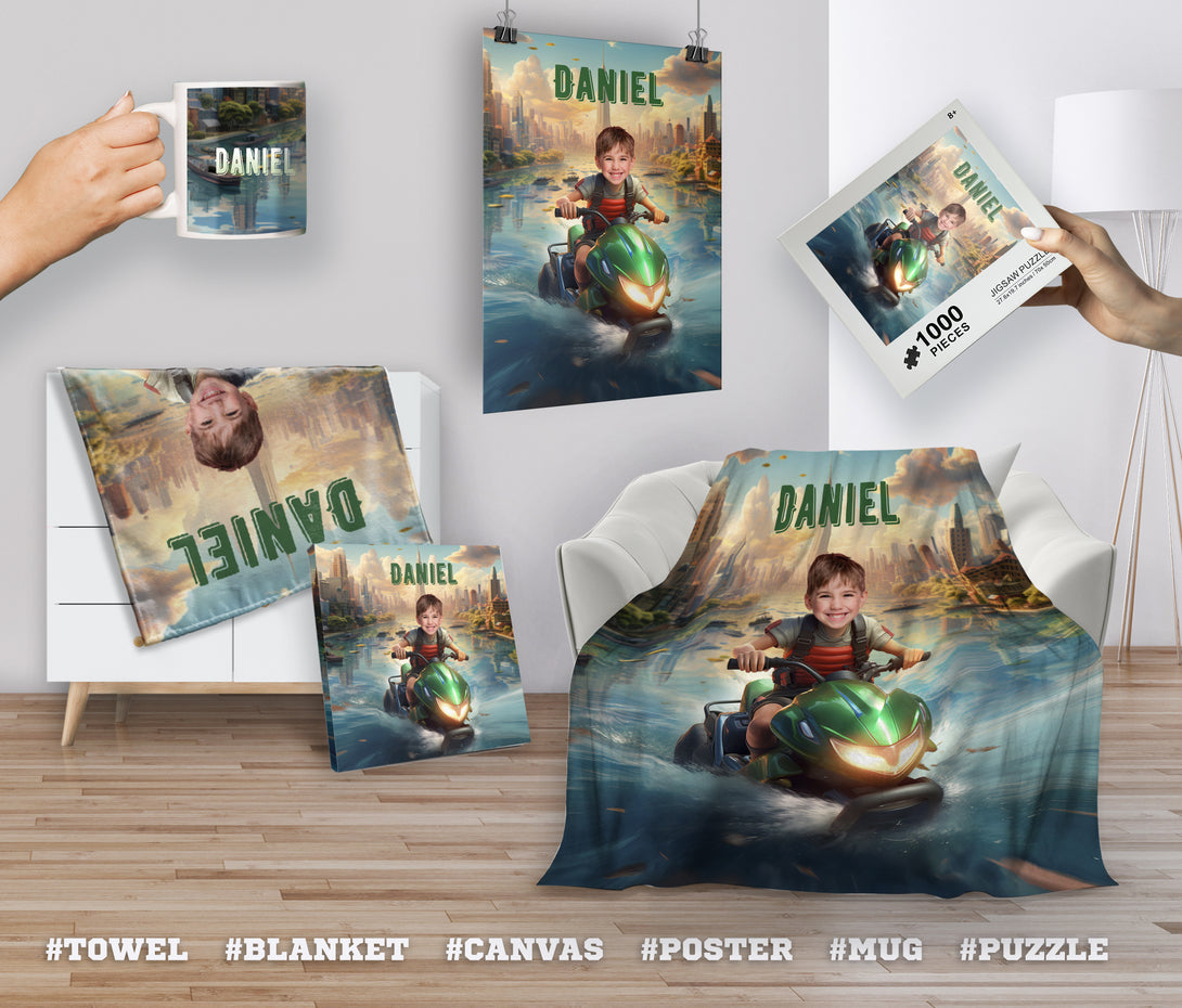 Personalized Jet Ski Boy Photo Poster, Picture Poster Print - Custamazegifts.com 