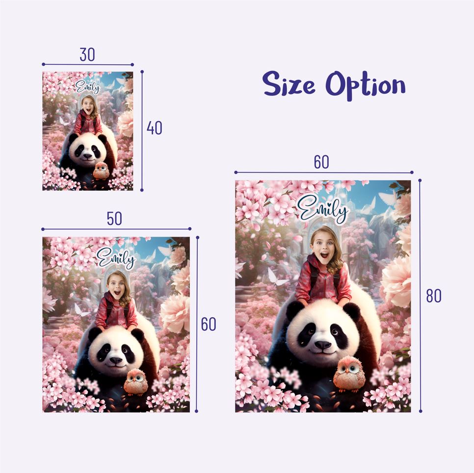 Princess and Panda Personalized Girls Photo Blanket - Custamazegifts.com 