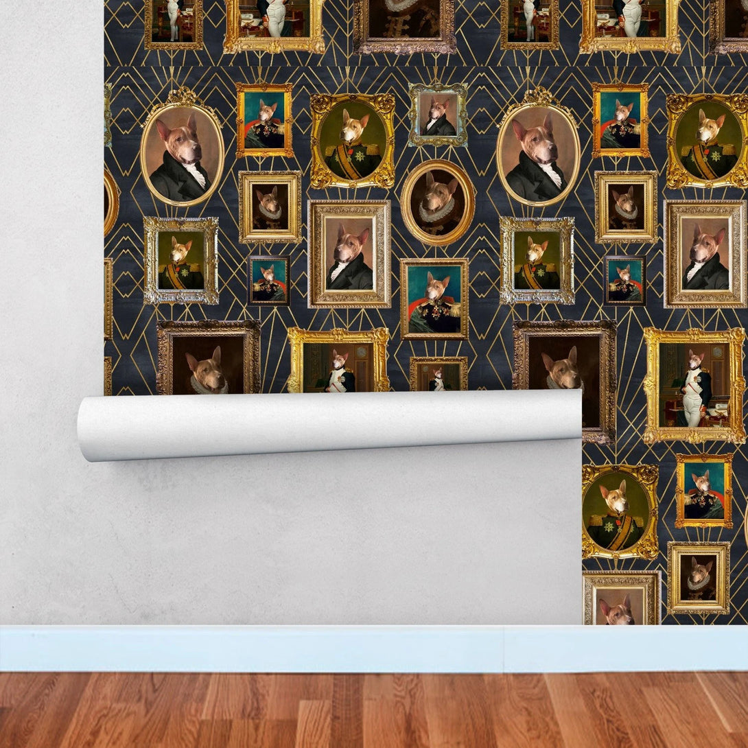 Pet Portrait Custom Vintage Wallpaper | Peel and Stick Wall Paper #401 - Custamazegifts.com 