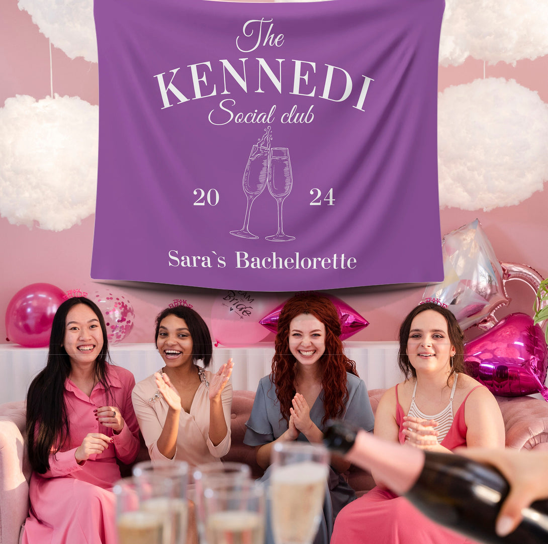 Personalized Party Banner, Custom Location Bachelorette Tapestry - Custamazegifts.com 