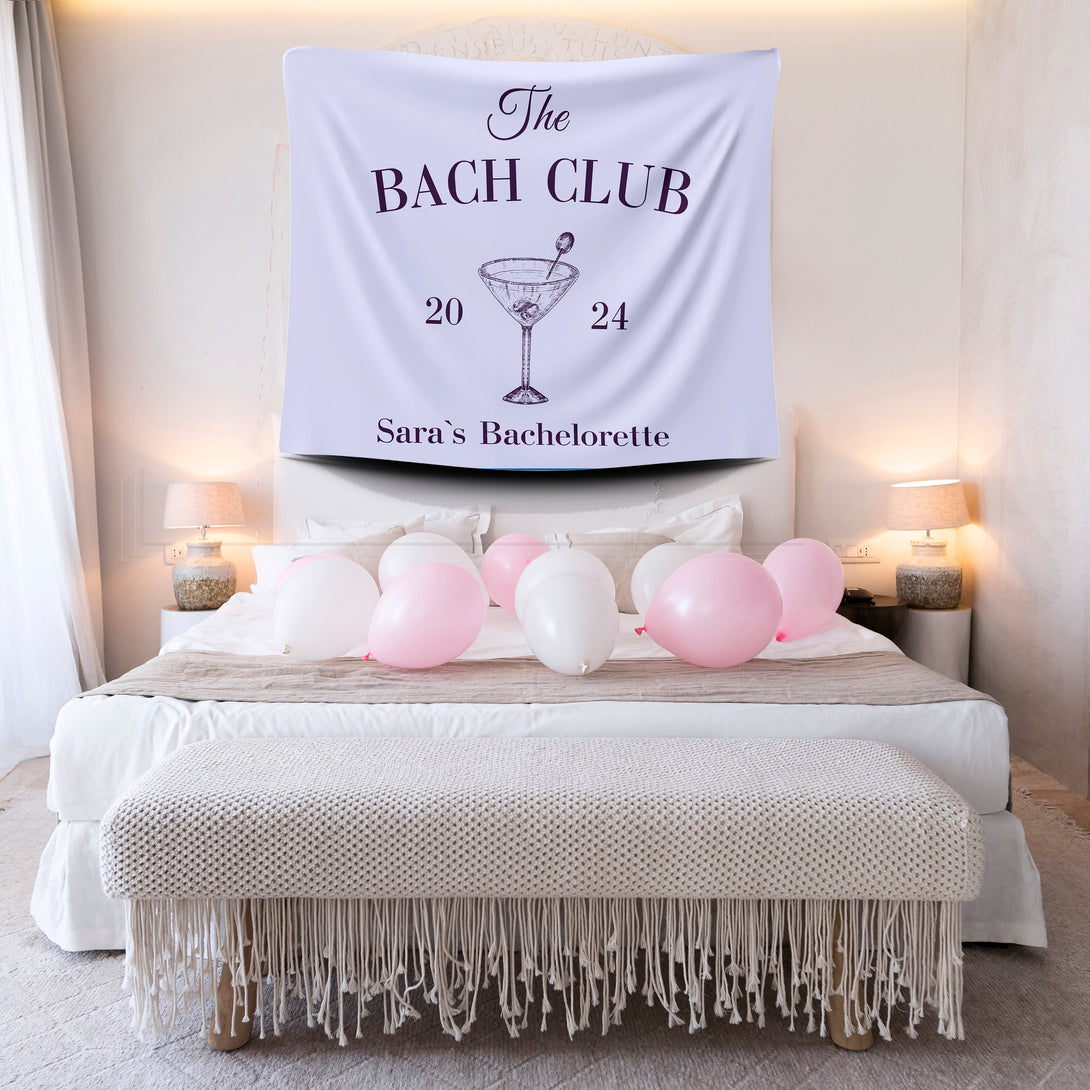 Personalized Party Banner, Custom Location Bachelorette Tapestry - Custamazegifts.com 