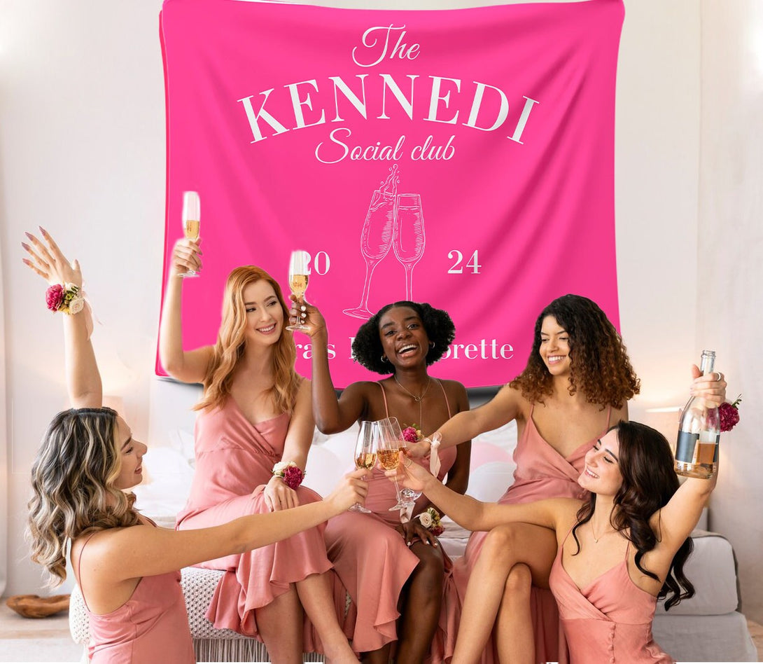 Personalized Party Banner, Custom Location Bachelorette Tapestry - Custamazegifts.com 