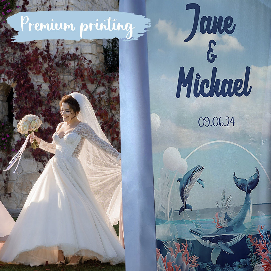 Personalized Fabric Wedding Welcome Banner with Ribbons - Custamazegifts.com 