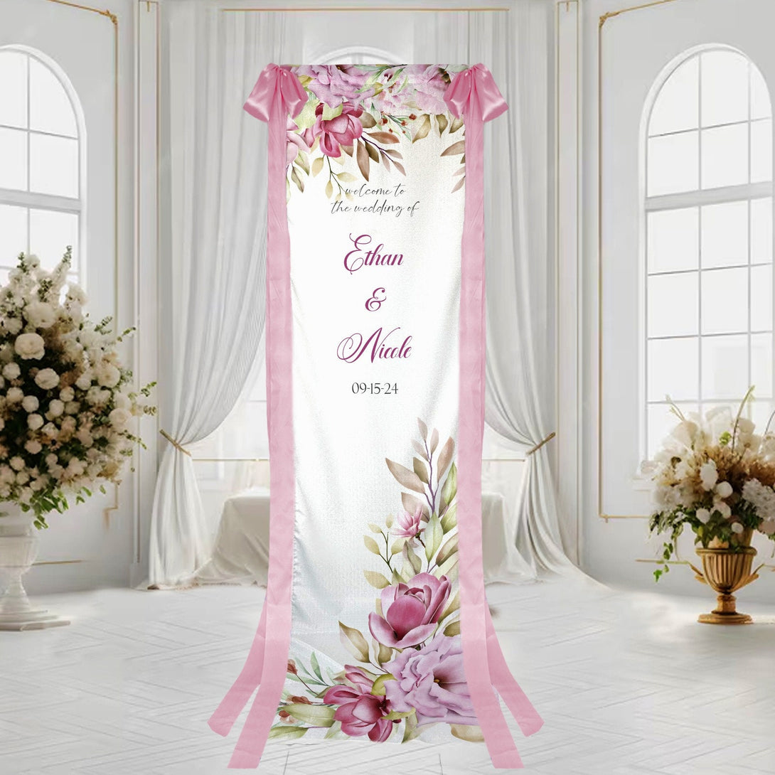 Floral Design Ceremony Welcome Cloth Custom Sign - Custamazegifts.com 