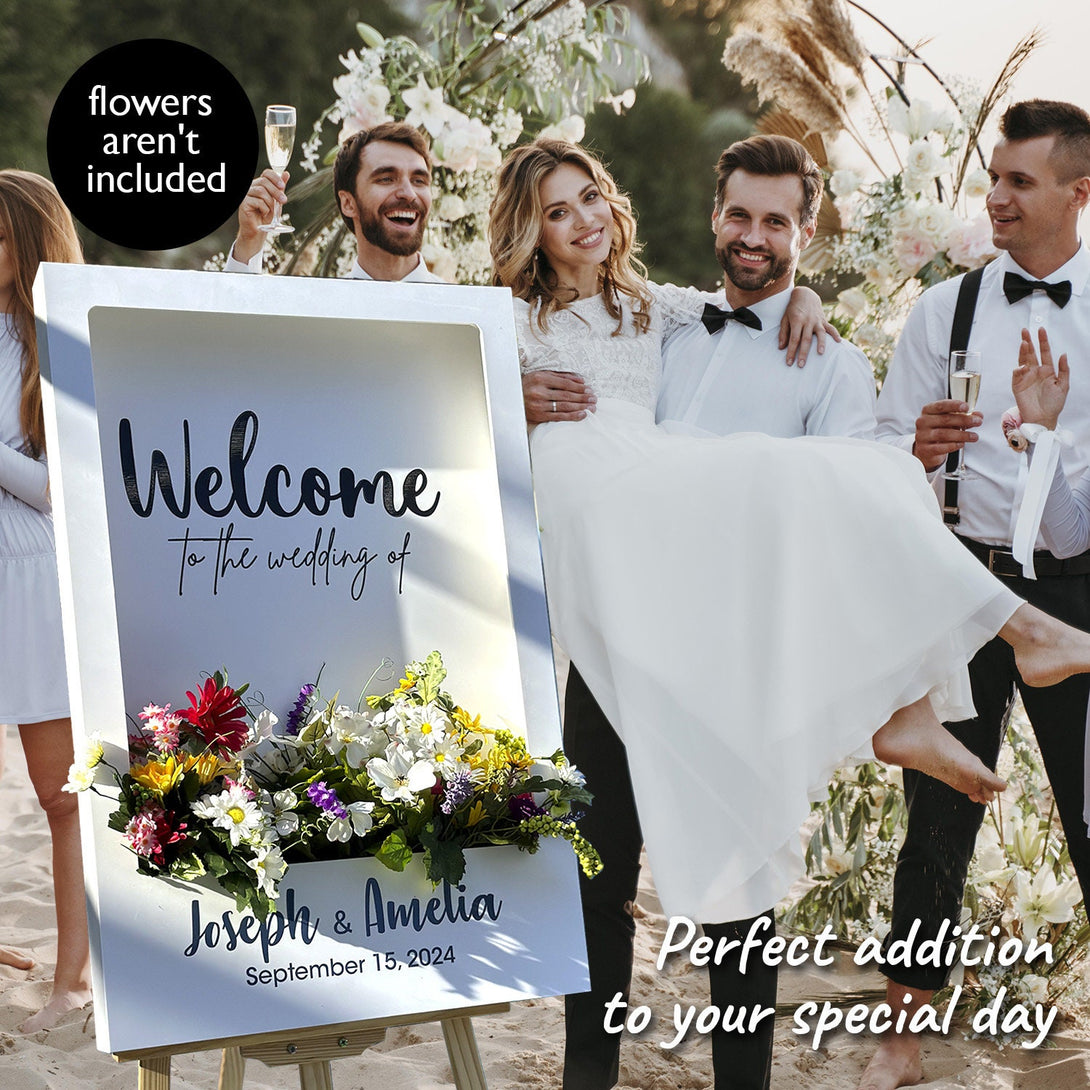 Custom Wedding Welcome Sign Flower Box - Custamazegifts.com 