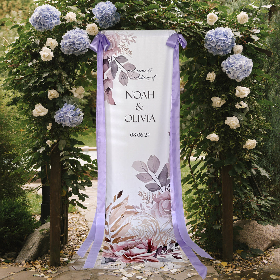 Floral Design Ceremony Welcome Cloth Custom Sign - Custamazegifts.com 