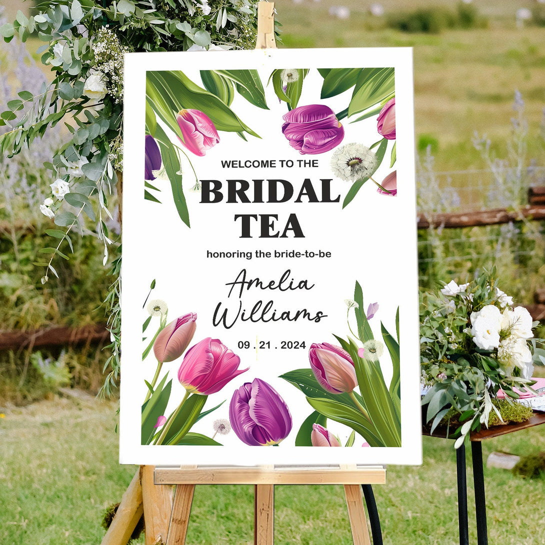 Custom Tea Party Bridal Welcome Sign Floral Decor - Custamazegifts.com 