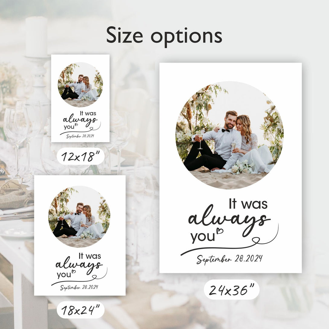 Custom Photo Wedding Welcome Signage with an Easel - Custamazegifts.com 