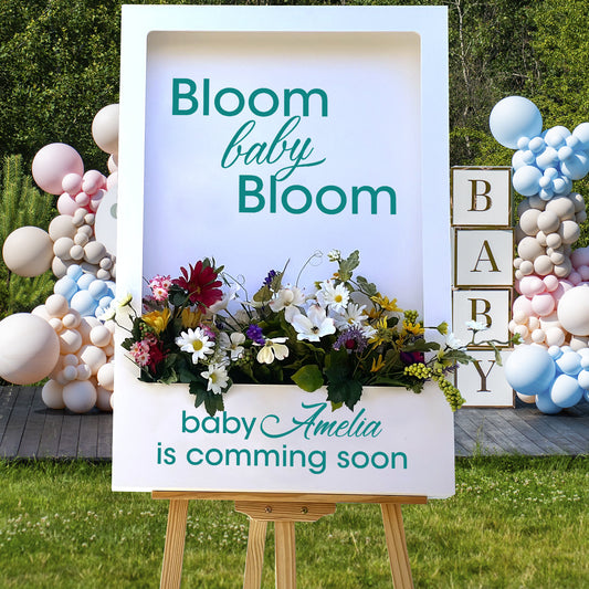 Baby Shower Welcome Sign, Baby in Bloom Custom Flower Box - Custamazegifts.com 