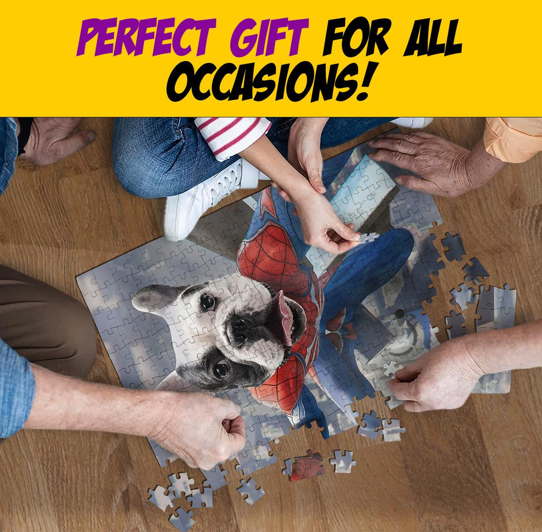 Pet Portrait Custom Photo Jigsaw Puzzle, Spaider Men Dog PC03 - Custamazegifts.com 