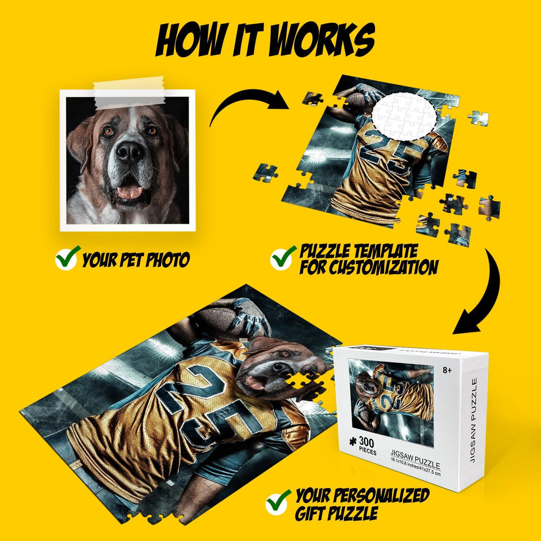 Football Dog Custom Face Photo Puzzle, Pet Portrait Gifts PC05 - Custamazegifts.com 