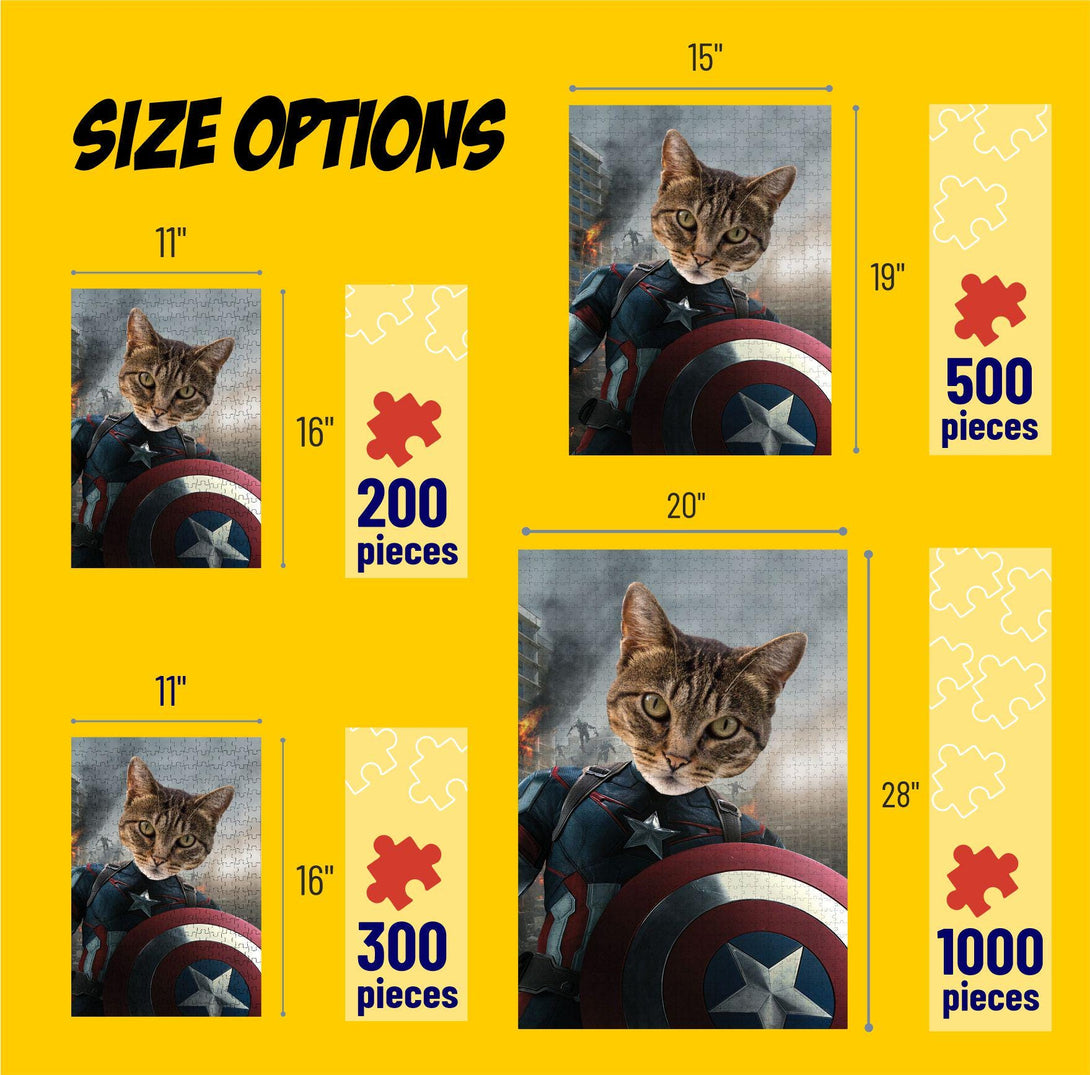 Cat Super Hero Picture Custom Jigsaw Puzzle PC01 - Custamazegifts.com 