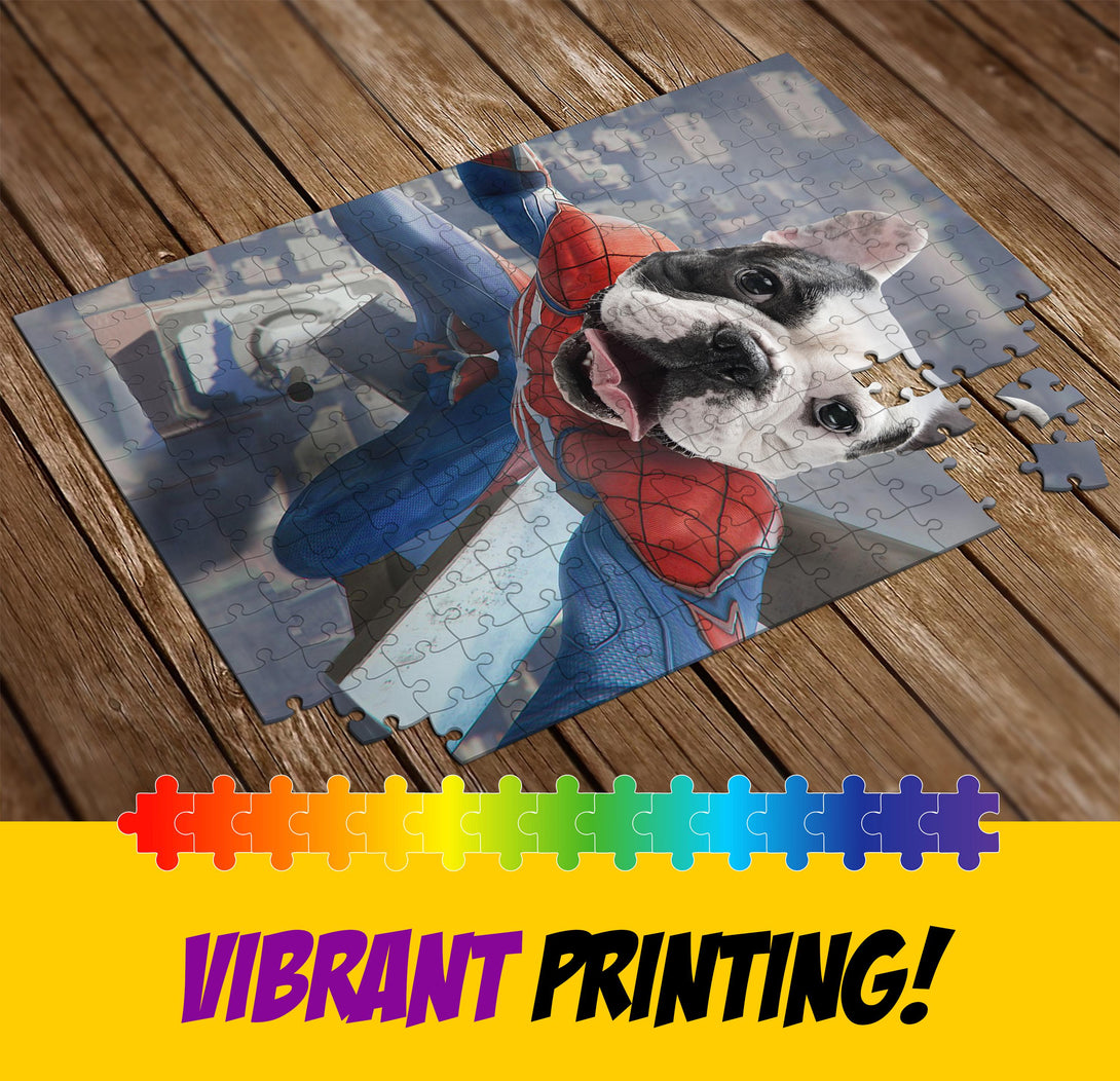 Pet Portrait Custom Photo Jigsaw Puzzle, Spaider Men Dog PC03 - Custamazegifts.com 