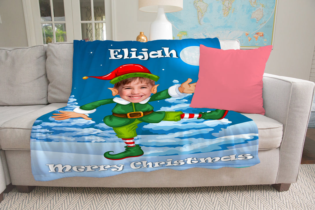 Funny Elf Custom Christmas Blanket from Photo, Christmas Gift for Kids - Custamazegifts.com 