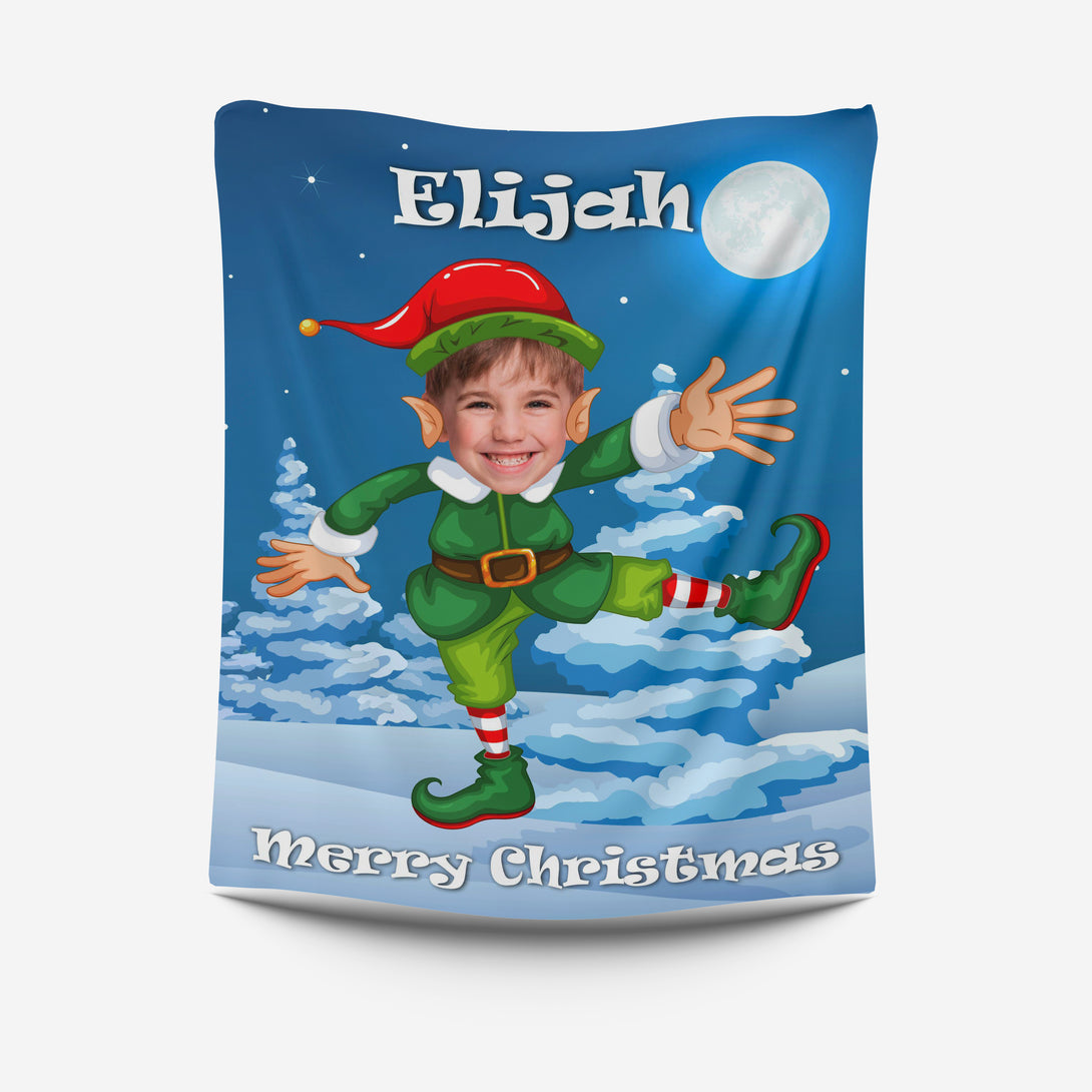 Funny Elf Custom Christmas Blanket from Photo, Christmas Gift for Kids - Custamazegifts.com 