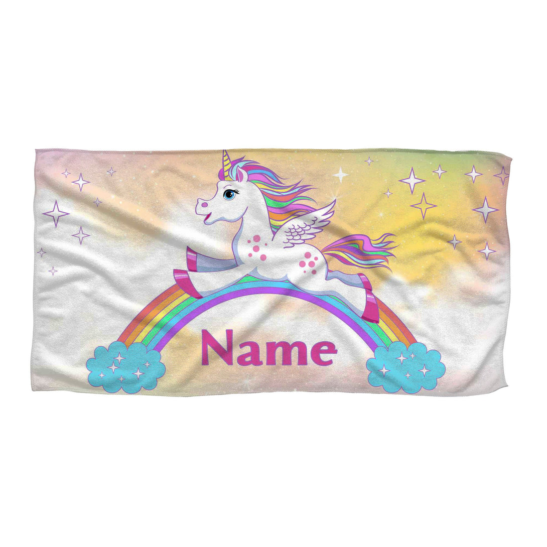 Unicorn Cute Baby Beach Towel, Custom Name Beach Towels for Girls T42 - Custamazegifts.com 