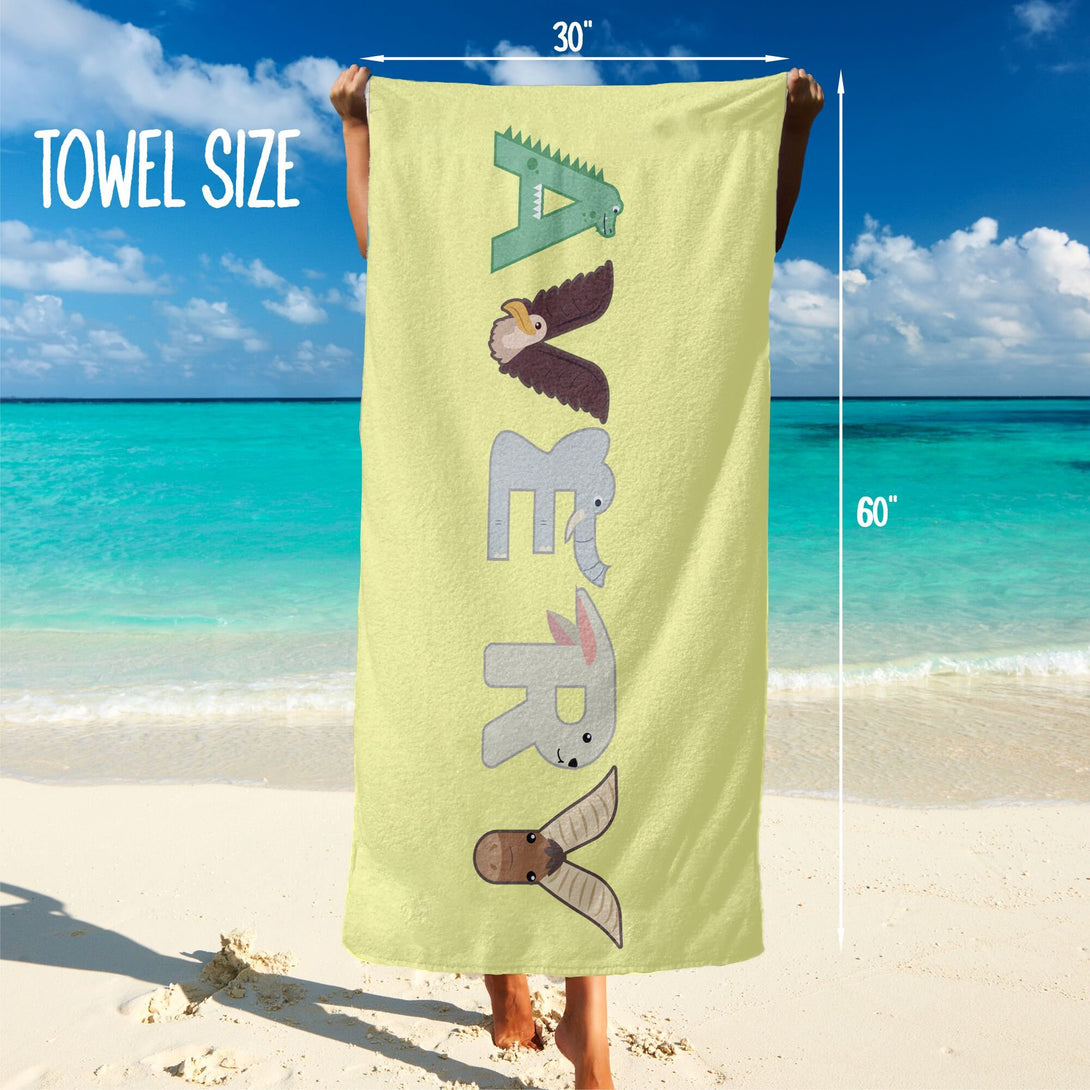 Animal Alphabet Baby Beach Towel, Custom Gift for Toddlers Kids T35 - Custamazegifts.com 