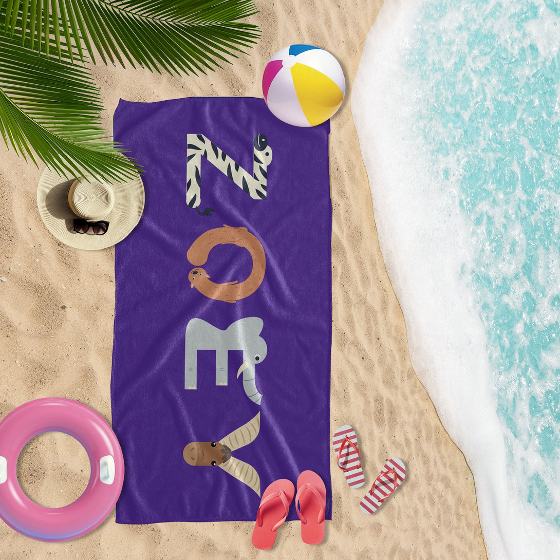 Animal Alphabet Baby Beach Towel, Custom Gift for Toddlers Kids T35 - Custamazegifts.com 