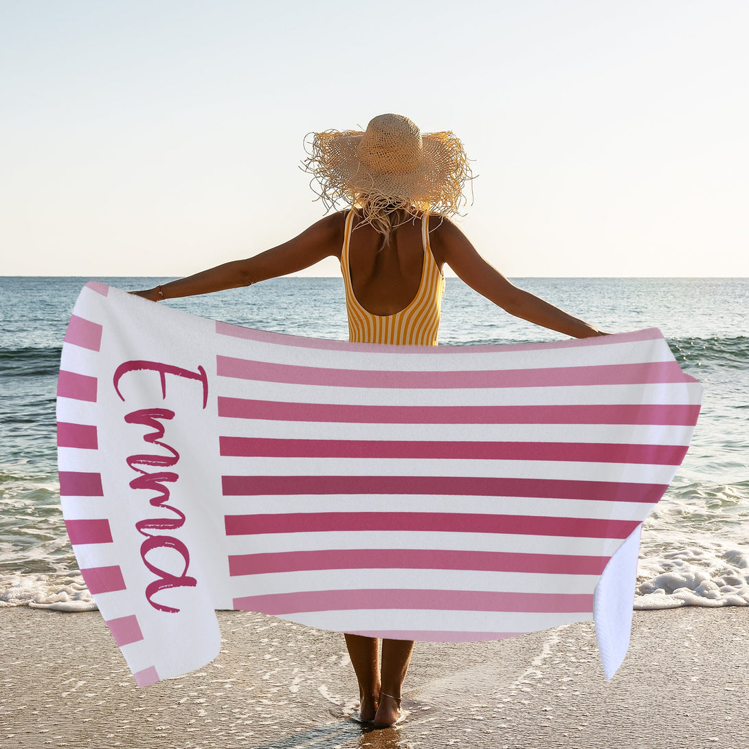 Custom Beach Towel, Personalized Beach Towel with Your Name - Custamazegifts.com 