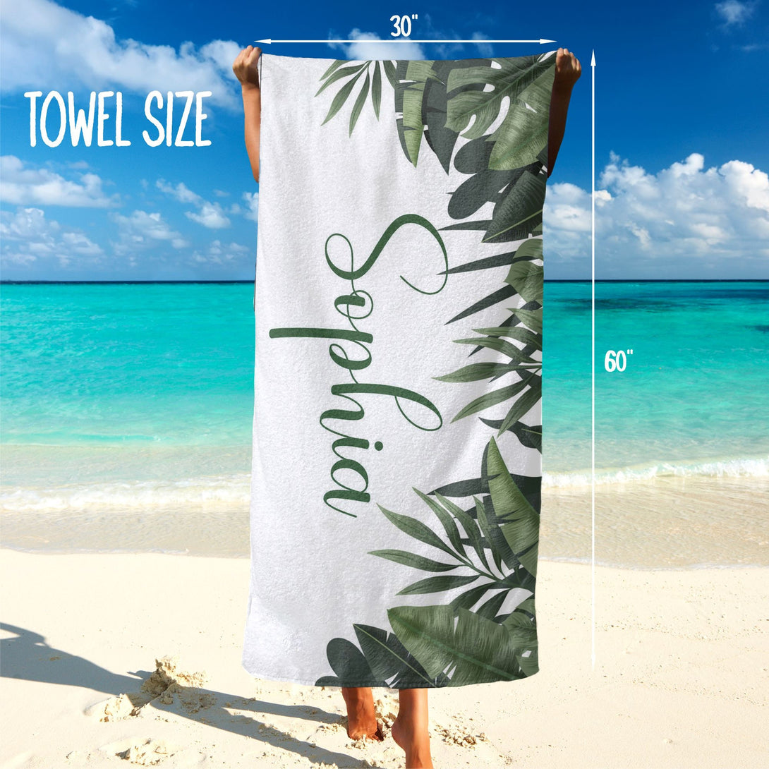 Custom Beach Towel, Personalized Beach Towel Floral Print Bachelorette Gift - Custamazegifts.com 