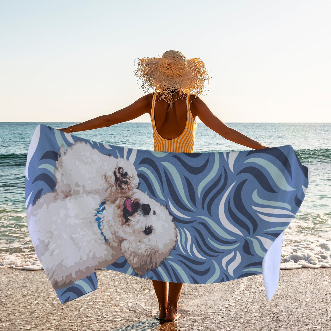 Custom Beach Towel, Personalized Beach Towel with Pet Face, Pet Beach Towel - Custamazegifts.com 