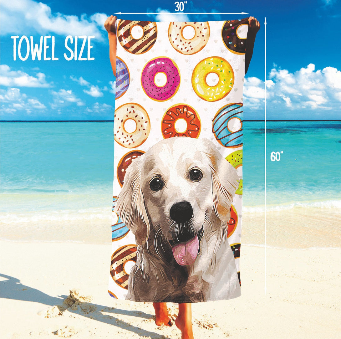 Custom Beach Towel, Personalized Beach Towel with Pet Face, Pet Beach Towel - Custamazegifts.com 