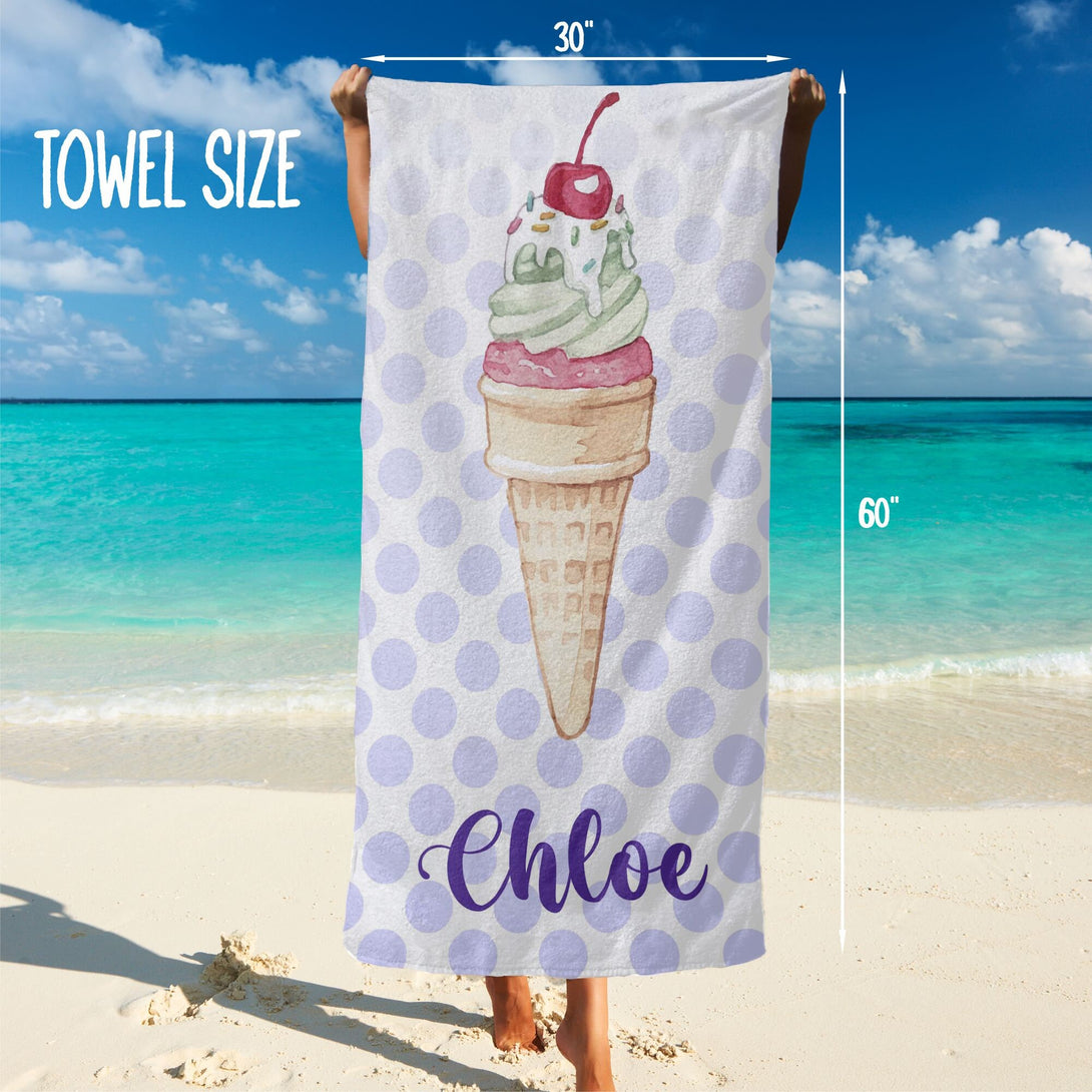 Custom Beach Towel, Personalized Beach Fruit Print Towel with Your Name - Custamazegifts.com 