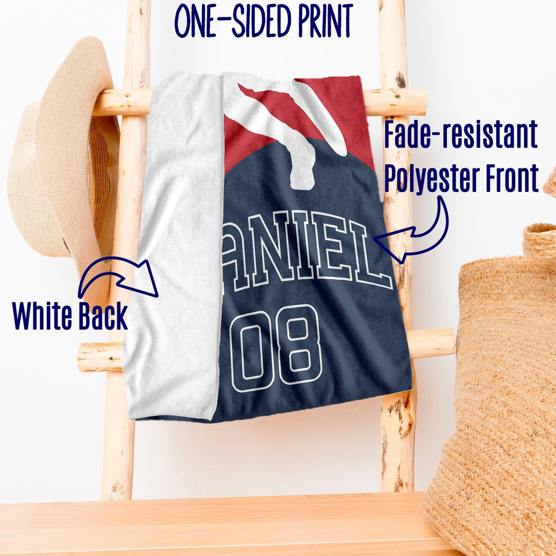 Personalized Beach Towel with Your Name, Basketball Monogrammed Towels - Custamazegifts.com 