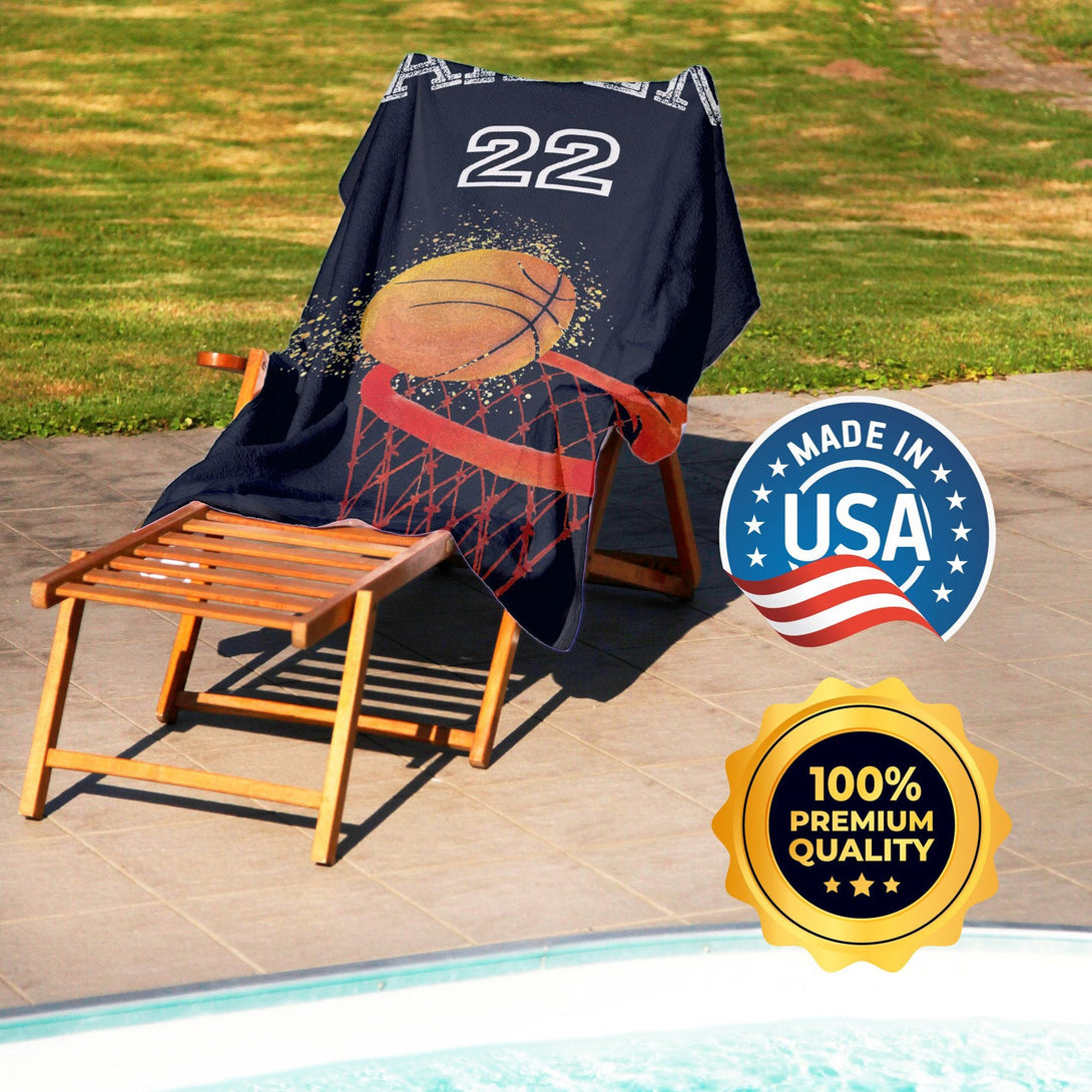 Personalized Beach Towel with Your Name, Basketball Monogrammed Towels - Custamazegifts.com 