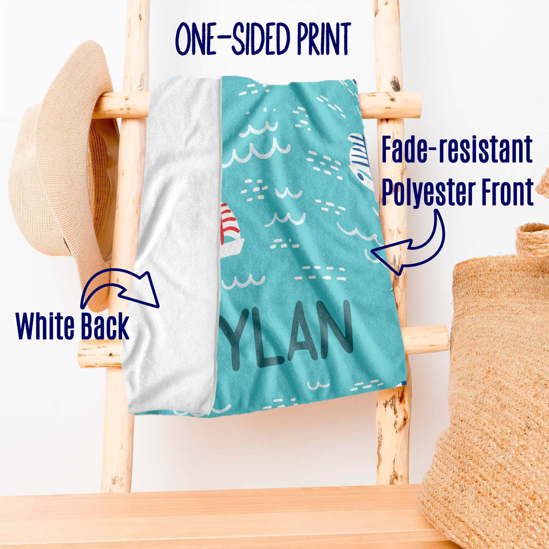 Personalized Kids Beach Towel, Dinosaur Unicorn Print Towels with Name T20#4 - Custamazegifts.com 