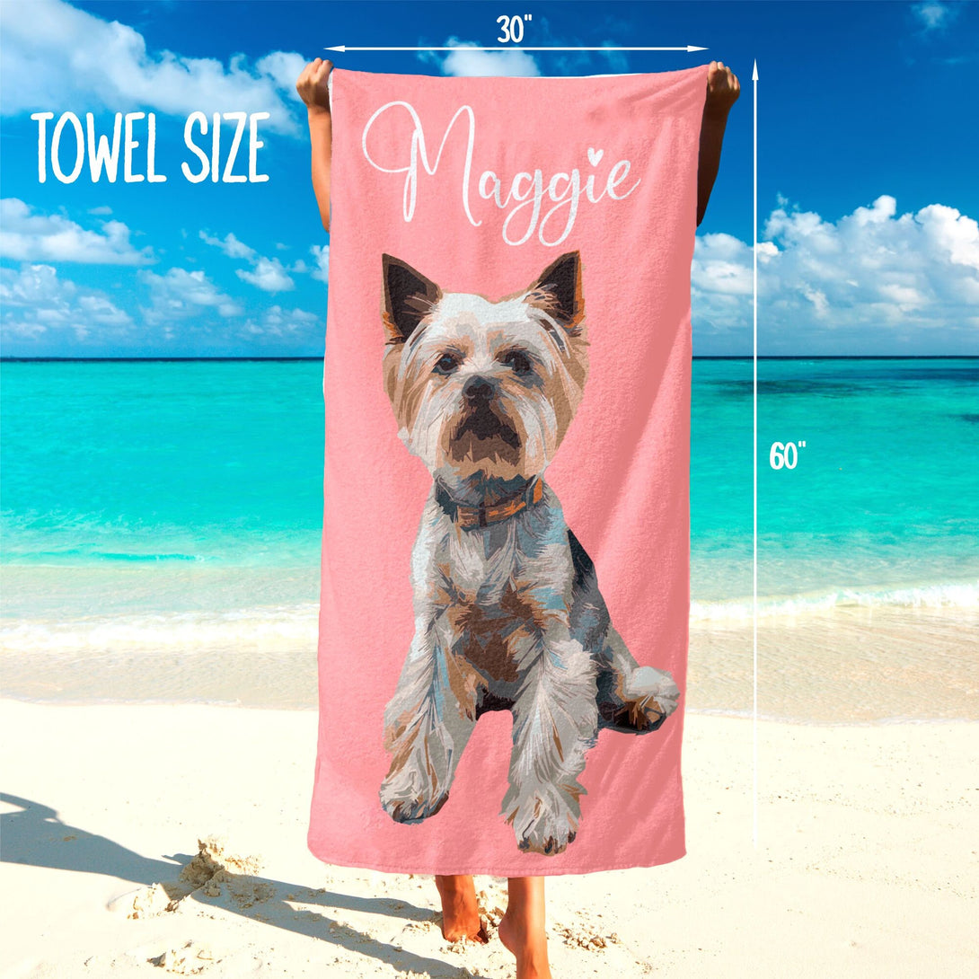 Custom Beach Towel, Personalized Beach Towel with Pet Face, Pet Beach Towel - Custamazegifts.com 