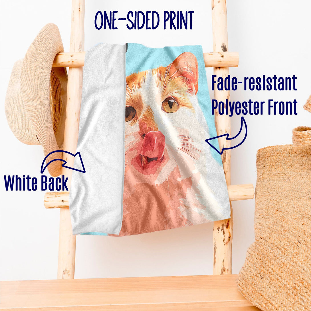 Custom Beach Towel, Personalized Beach Towel with Pet Face, Pet Beach Towel - Custamazegifts.com 