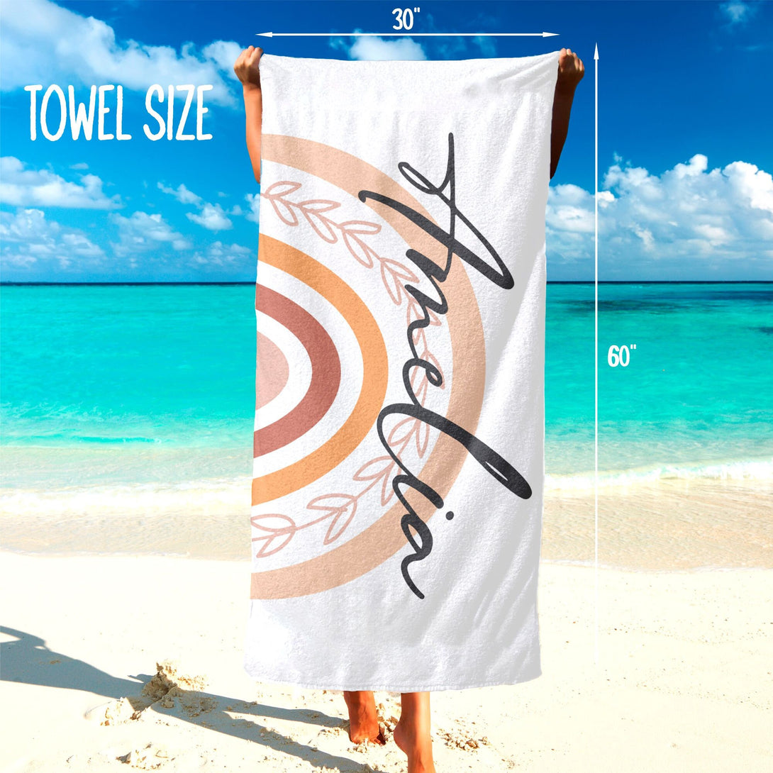 Custom Beach Towel, Personalized Cute Towel Rainbow Print - Custamazegifts.com 