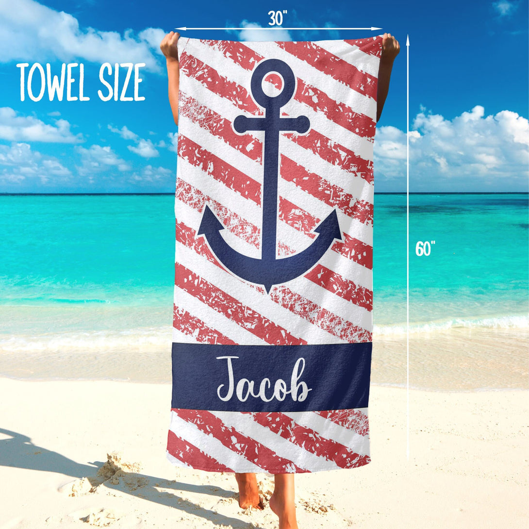 Anchor Ocean Themed Beach Towels for Men, Custom Gifts for Dad Husband T47 - Custamazegifts.com 